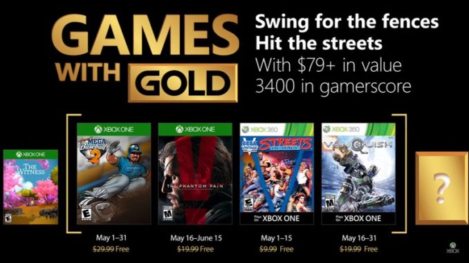 Xbox Live Gold les jeux gratuits du mois de mai 2018