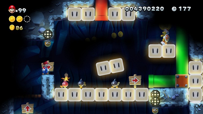 Niveau 4 Ascension à tâtons Solution troisième pièce étoile Super Mario Bros U Switch