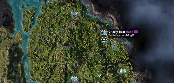 Emplacement-localisation-Ours-Grizzly-Bear-dans Far Cry New Dawn