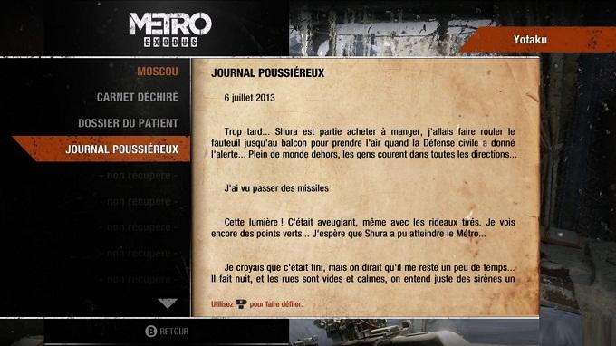 Metro Exodus Wiki Guide collectibles Moscou Journal 3 journal poussiéreux Dusty Diary