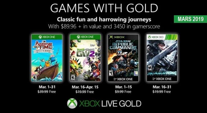 Xbox Games with Gold Mars 2019 telecharger jeux gratuits xbox one xbox 360