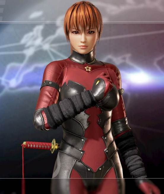 Kasumi Dead or Alive 6 Costume Body complet rouge et noir, protège-bras noirs