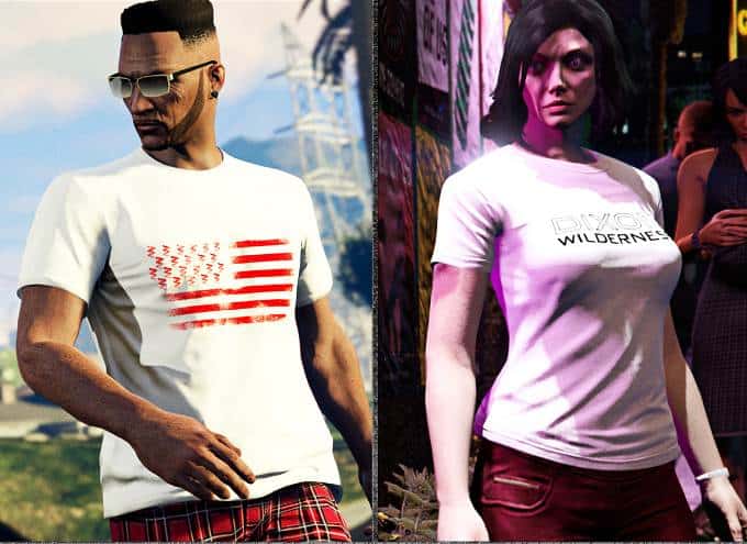 GTA Online débloquer le t-shirt Coil USA et le t-shirt Dixon Wilderness blanc