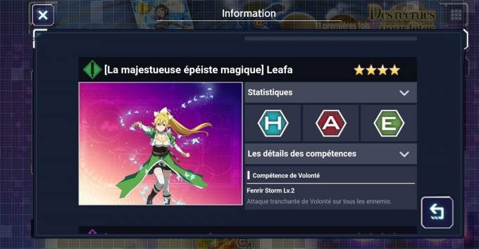 Leafa (La majestueuse épéiste magique) - 4 étoiles - Personnages Sword Art Online Alicization Rising Steel