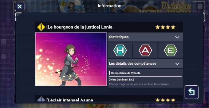 Ronie (Le bourgeon de la justice) - 4 étoiles - Personnages SAO Alicization Rising Steel