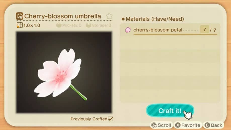 Fleur de cerisier dans Animal Crossing: New Horizons