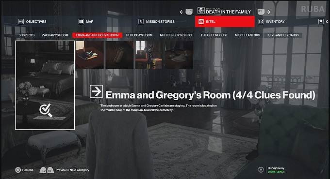 Hitman 3 Dartmoor - Tous les indices de la chambre d'Emma et Gregory