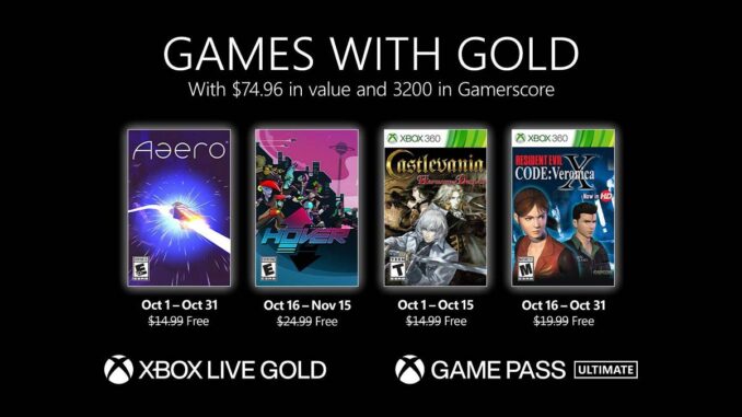 Xbox Game Pass Octobre 2021 - Jeux Game Pass Console/PC/Cloud