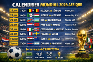 Calendrier Mondial 2026 – 16es de finale (28 juin – 3 juillet 2026)