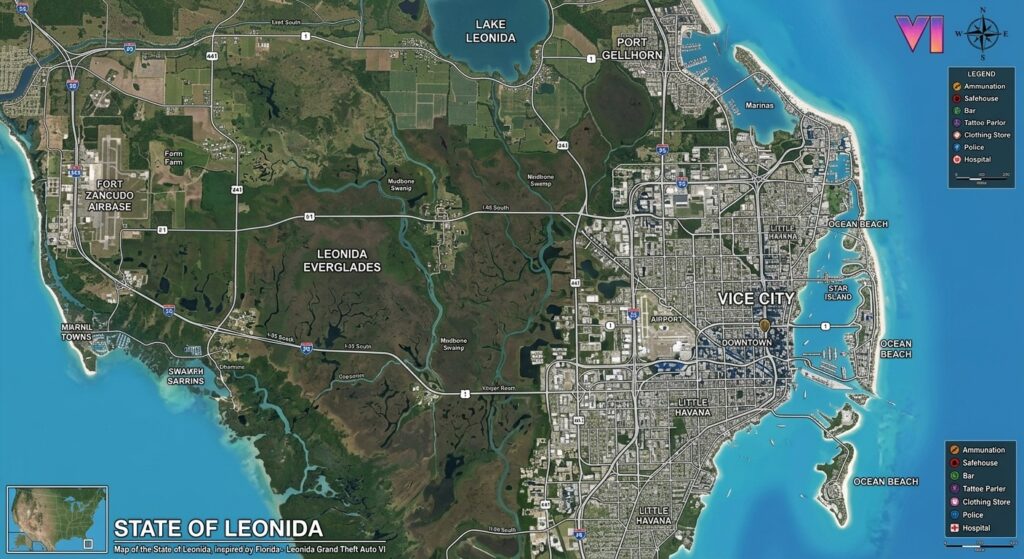 Carte de Leonida dans GTA 6